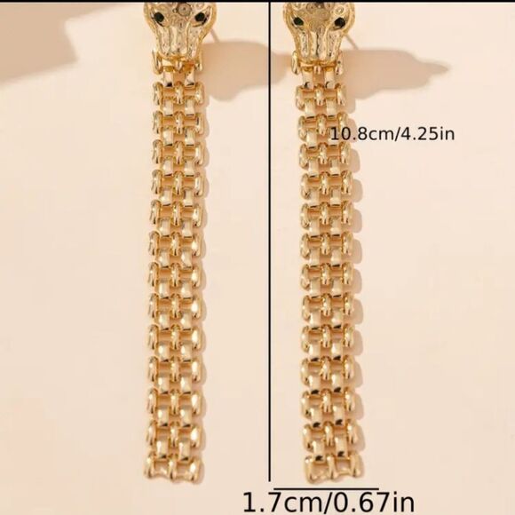 Leopard Gold Plated Dangle Earrings - Picture 3 of 6